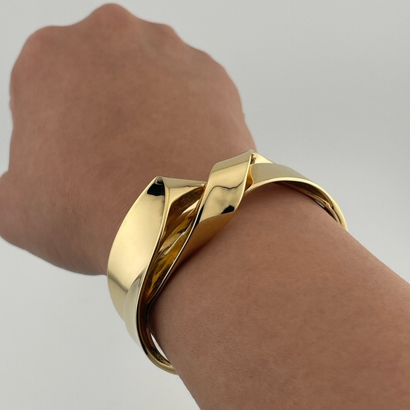Polène 24K Gold Gilded Twist Cuff Bracelet Made in Italy Size S - Picture 5 of 7